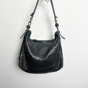 Pierre Boisett Vintage Braided Leather Shoulder Bag Black